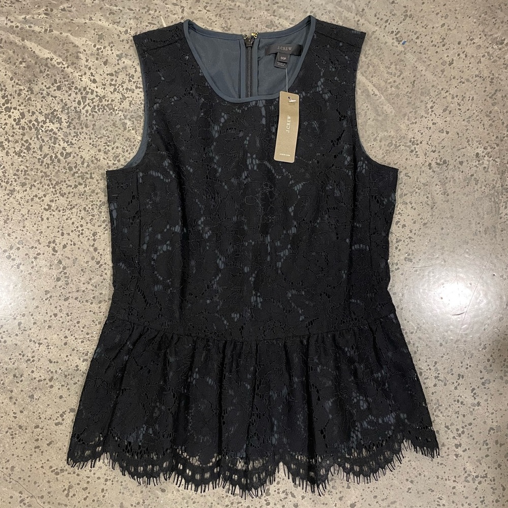 NWT JCrew Lace Peplum Top Size 00P